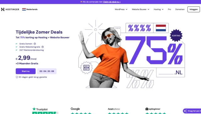 Hostinger Hostingprovider voor wordpress websites and woocommerce webshops