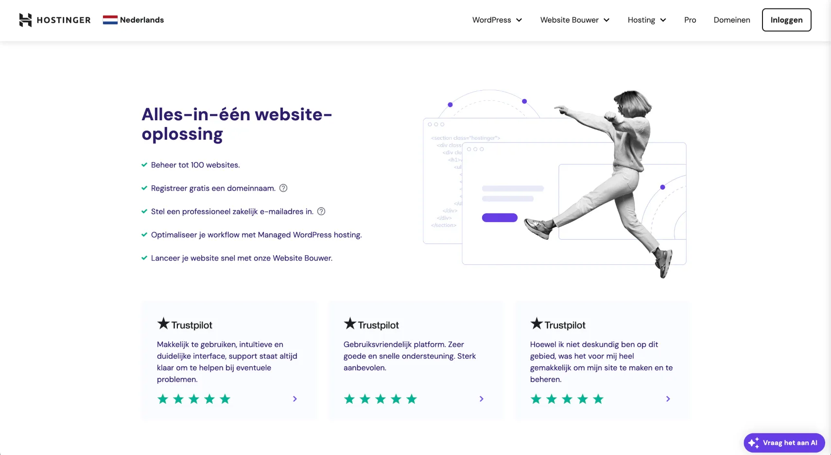 Hostinger Hostingprovider voor wordpress websites and woocommerce webshops